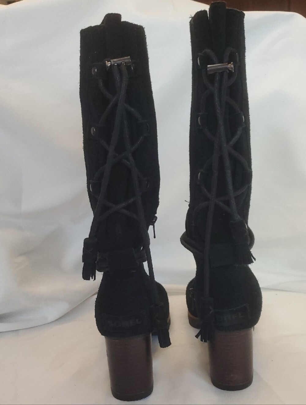 SOREL Farah Mid Calf Boots Black Suede Women's 7 - Picture 2 of 10